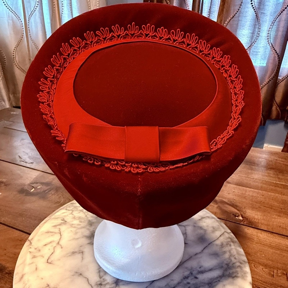 VTG 1960s 60s MCM Red Velvet Brocade Ribbon Juli-Kay Chicago Women Hair Comb